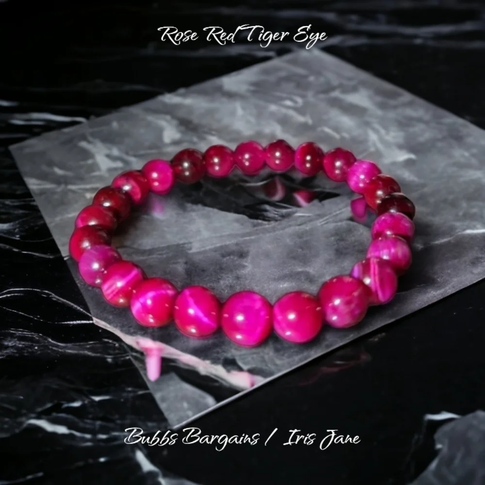 Rose Red Tiger Eye Bracelet - 8mm - Picture 1 of 2